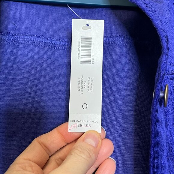Chico's Sapphire Velveteen Stretch Jacket NWT Size 0 Sapphire Blue - Picture 9 of 12